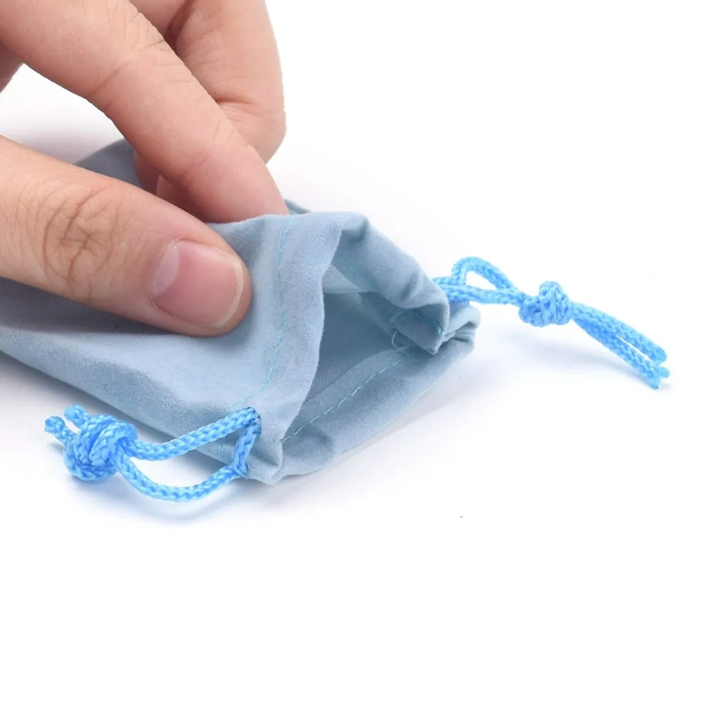 10 pc Velvet Cloth Drawstring Bags, Jewelry Bags, Christmas Party Wedding Candy Gift Bags, Light Sky Blue, 9x7cm