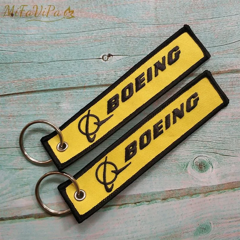 2 PCS/LOT A BOEING SIDE B ROYAL BRUNEI EMBROIDERY KEY CHAIN