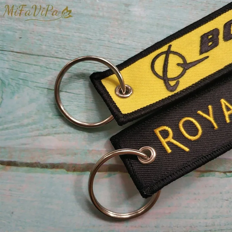 2 PCS/LOT A BOEING SIDE B ROYAL BRUNEI EMBROIDERY KEY CHAIN