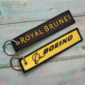 2 PCS/LOT A BOEING SIDE B ROYAL BRUNEI EMBROIDERY KEY CHAIN