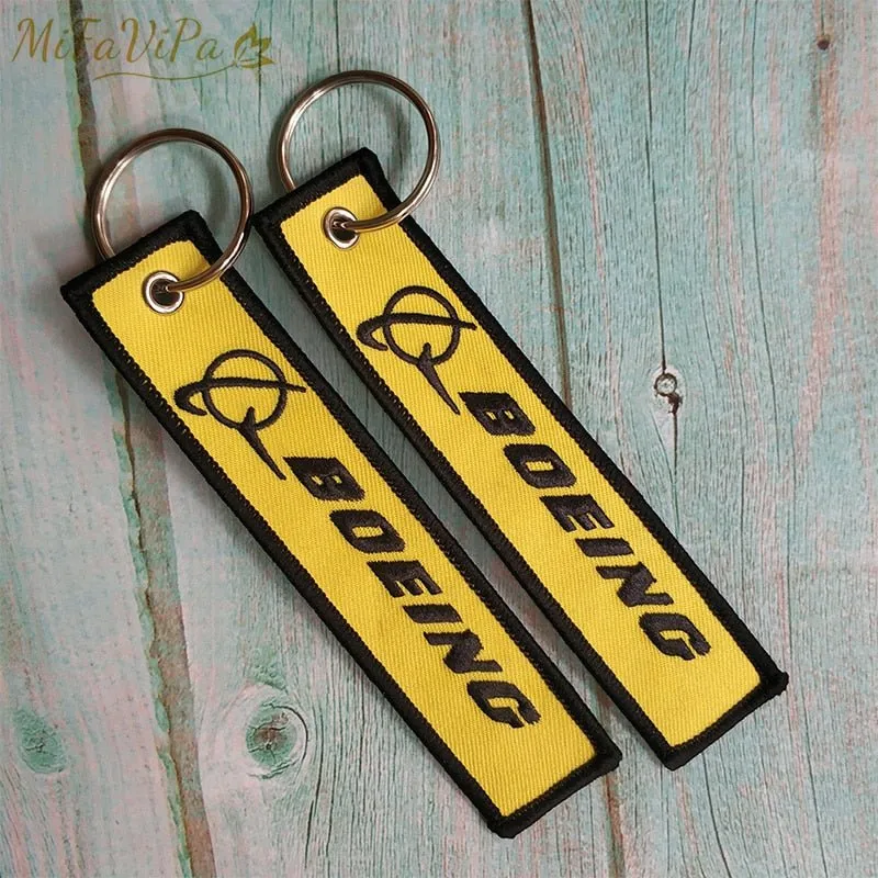 2 PCS/LOT A BOEING SIDE B ROYAL BRUNEI EMBROIDERY KEY CHAIN