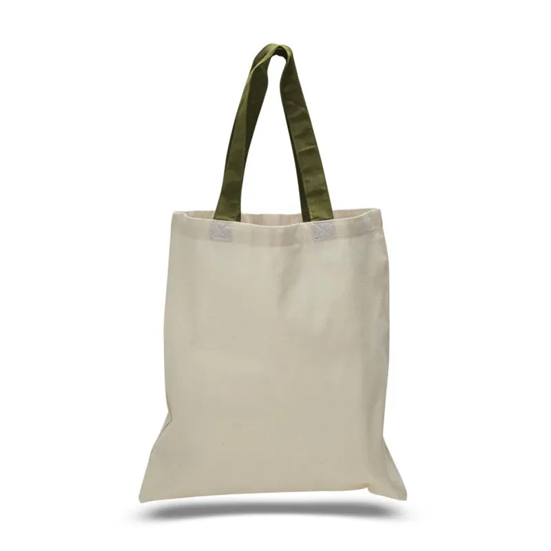 240 ct Wholesale Tote Bags With Color Handles 100% Cotton - By Case