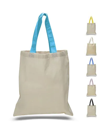 240 ct Wholesale Tote Bags With Color Handles 100% Cotton - By Case