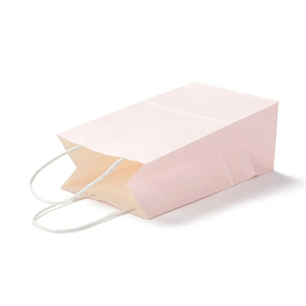 30 pc Rectangle Paper Bags, with Handles, for Gift Bags and Shopping Bags, Misty Rose, 21.5x13x7.9cm, Fold: 21.5x13x0.2cm