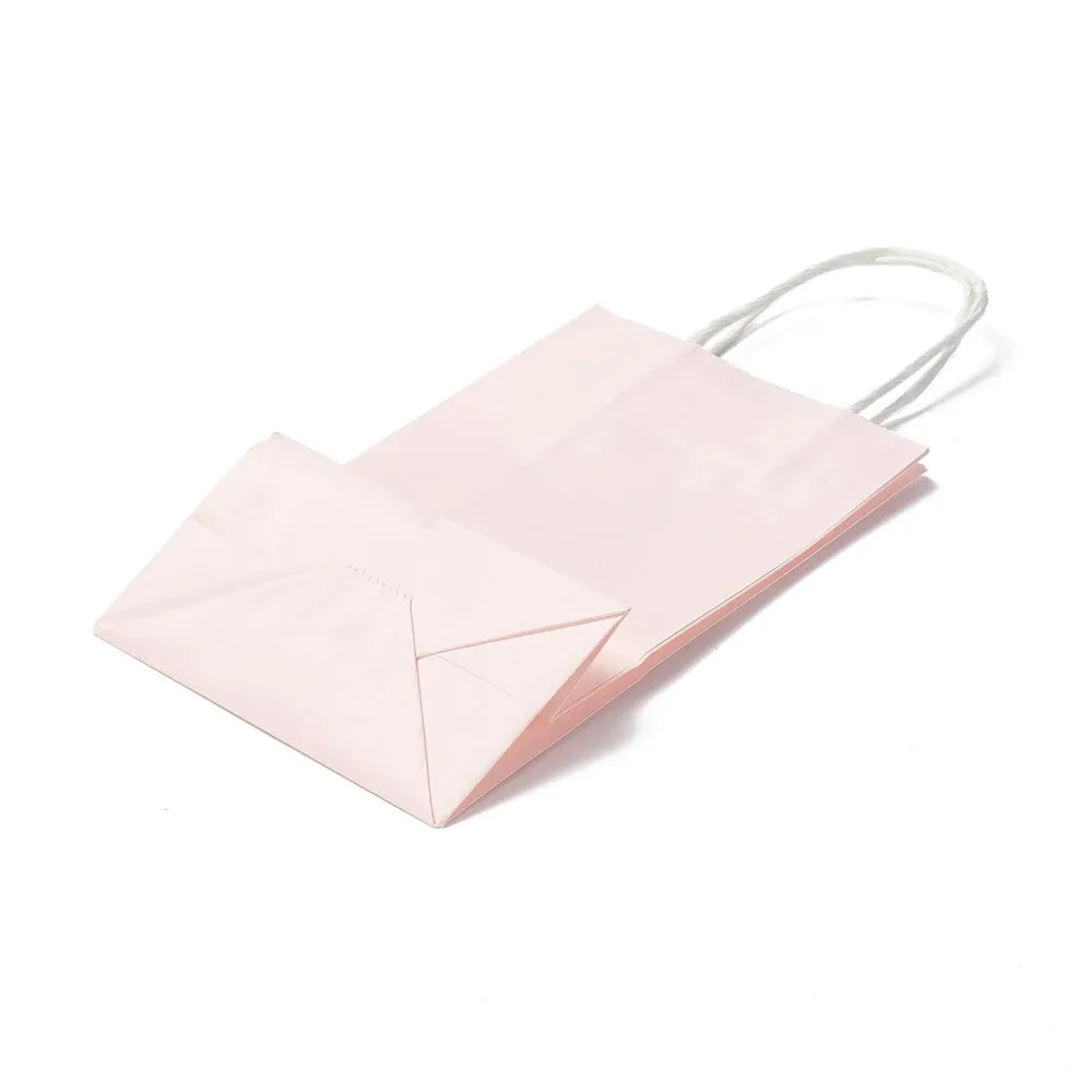 30 pc Rectangle Paper Bags, with Handles, for Gift Bags and Shopping Bags, Misty Rose, 21.5x13x7.9cm, Fold: 21.5x13x0.2cm