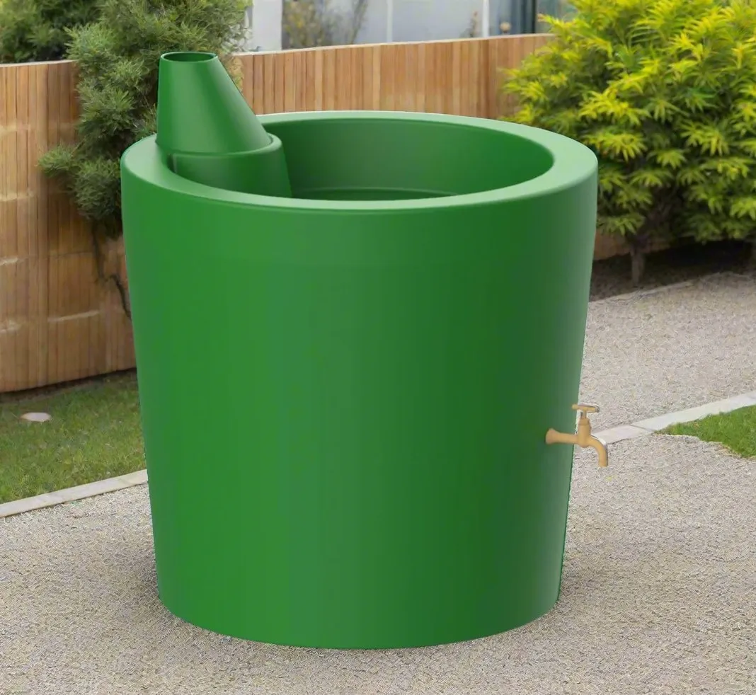 300L Rainwater Tank With Plant Bowl Round.