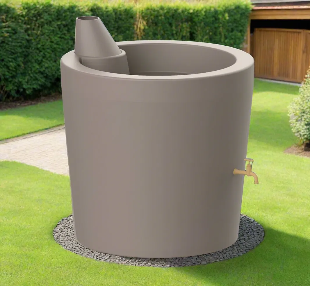 300L Rainwater Tank With Plant Bowl Round.