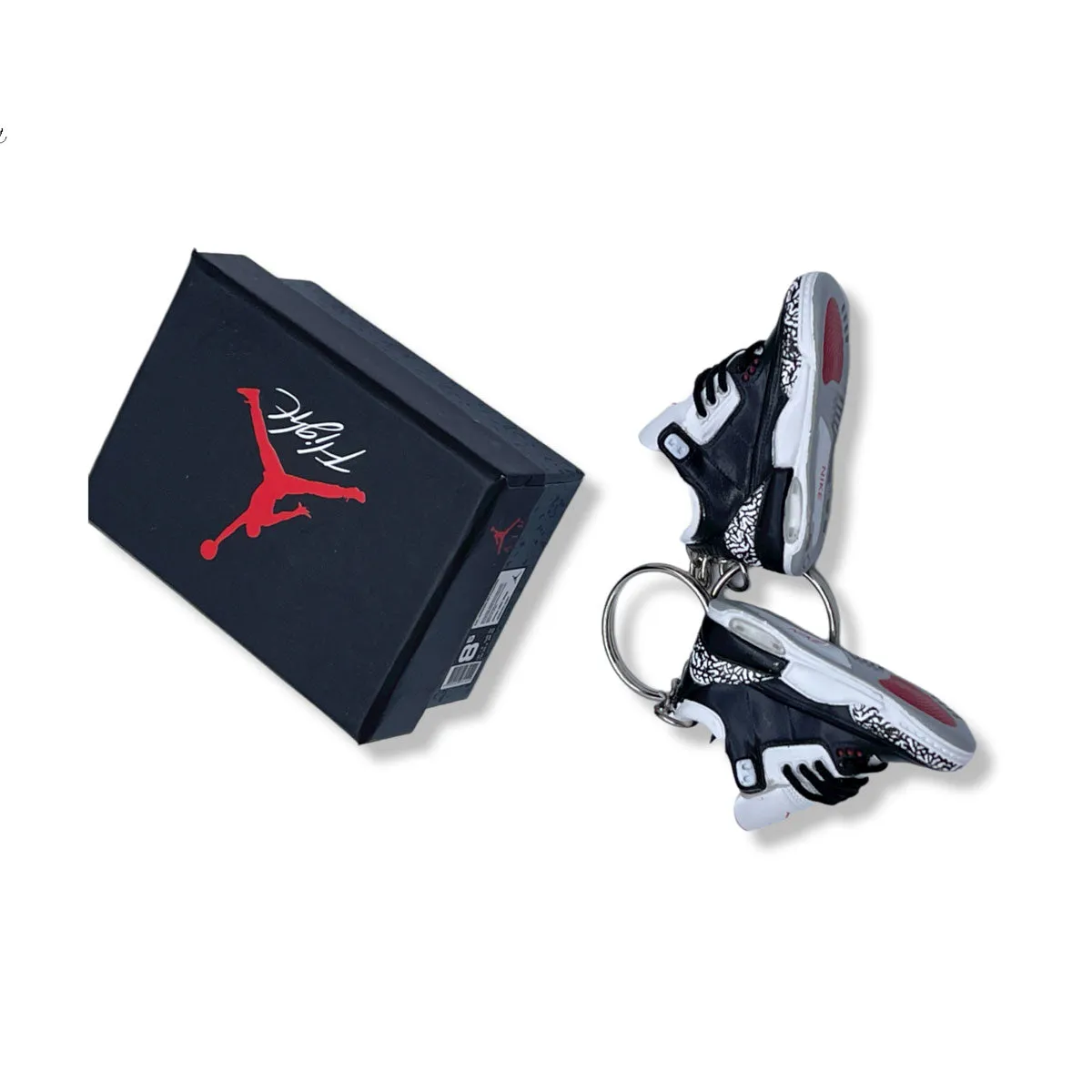 3D Sneaker Keychain- Air Jordan 3 Black Cement Pair