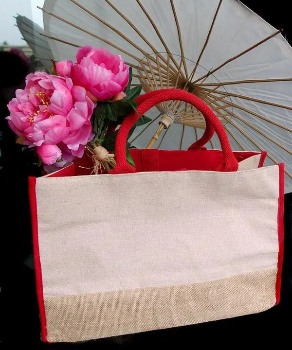 6 ct Fashion Jute Tote Bags / Heavy Duty Burlap Bags - By Bundle