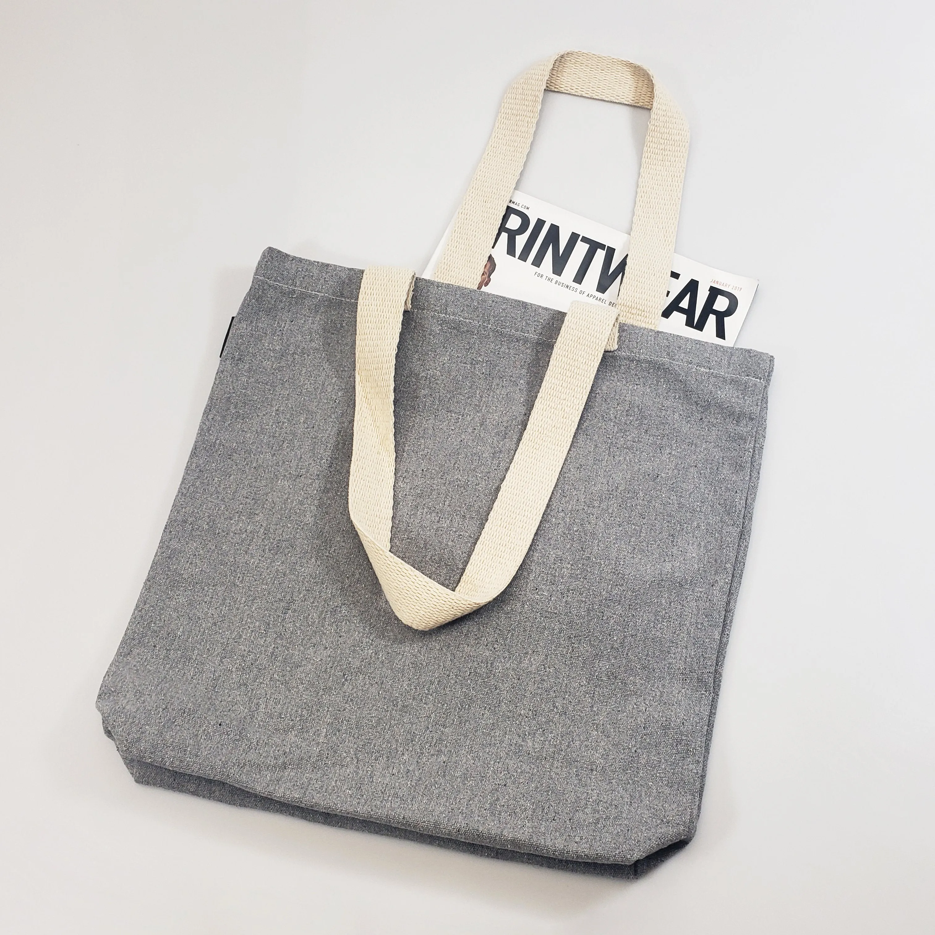 6 ct Recycled Canvas Tote Bag With Bottom Gusset - By Bundle