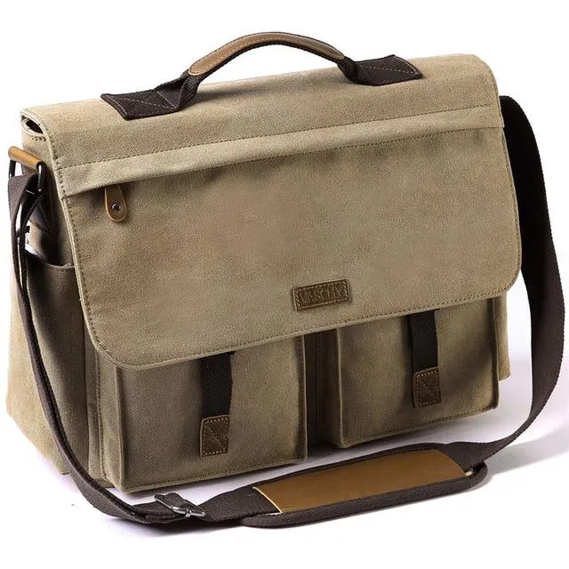 Angelo Ricci™ Designer Cotton Vintage Style Briefcase