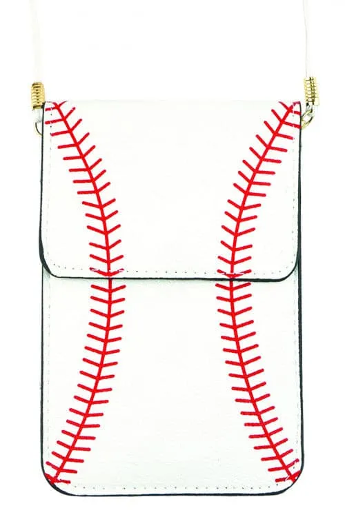 Baseball Cellphone Crossbody With Clear Window Pouch - Pack of 6