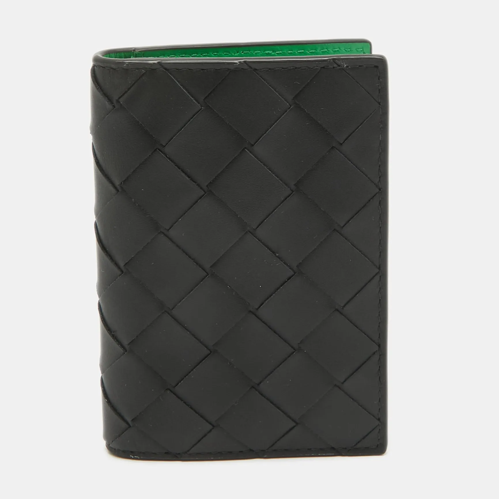 Black Intrecciato Leather Card Holder