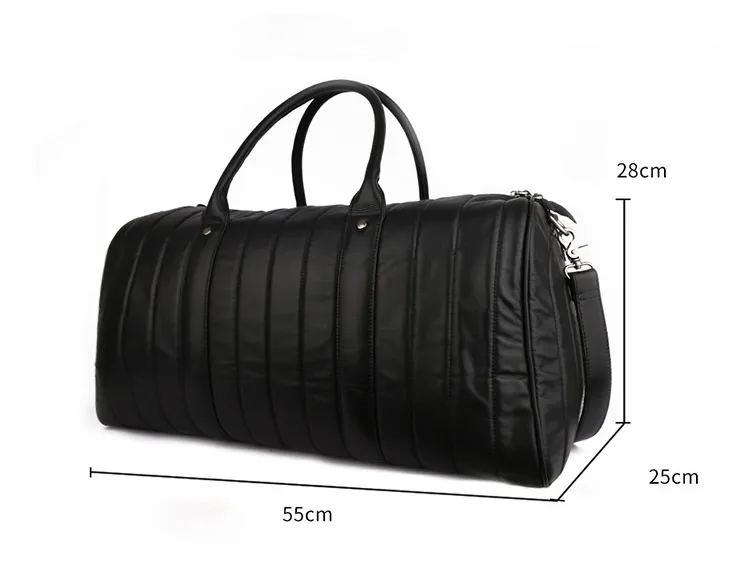 Black Large Storage Leather Travel Bag J6530