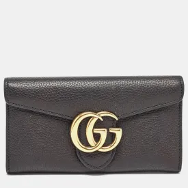 Black Leather GG Marmont Continental Wallet