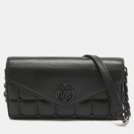 Black Quilted Leather Carmen Wallet On Chain