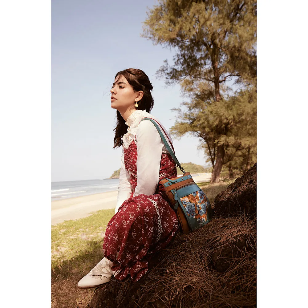 Blue Ridge Blooms Canvas & Leather Bag