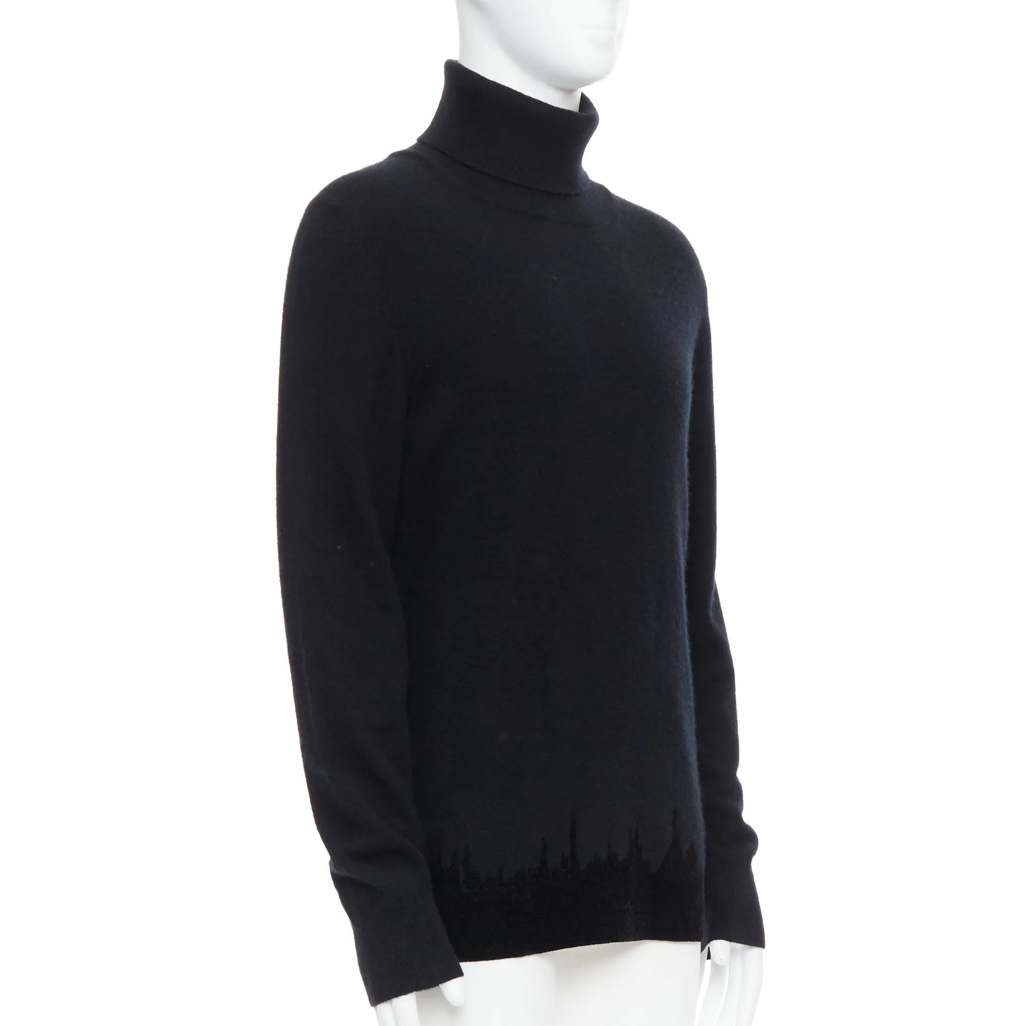 BOTTEGA VENETA 100% cashmere black degrade gradient velvet turtleneck top IT50 L