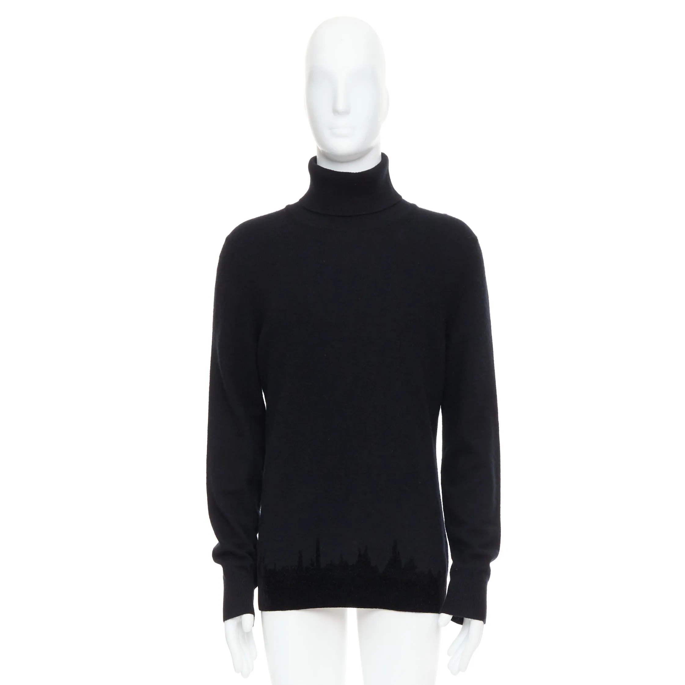 BOTTEGA VENETA 100% cashmere black degrade gradient velvet turtleneck top IT50 L