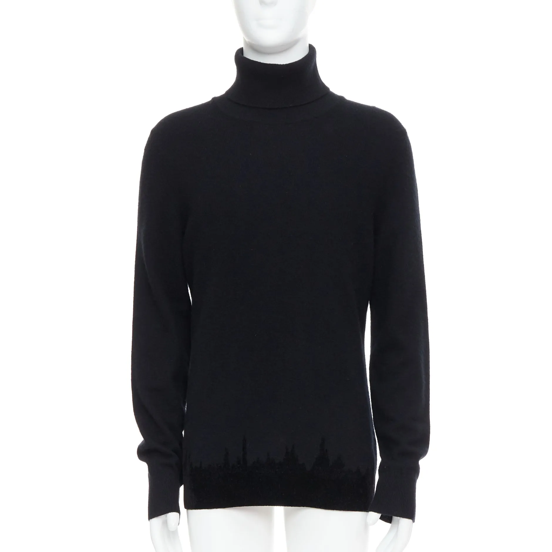 BOTTEGA VENETA 100% cashmere black degrade gradient velvet turtleneck top IT50 L