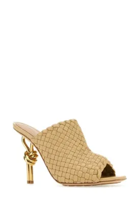 Bottega Veneta Beige Leather Knot Mules