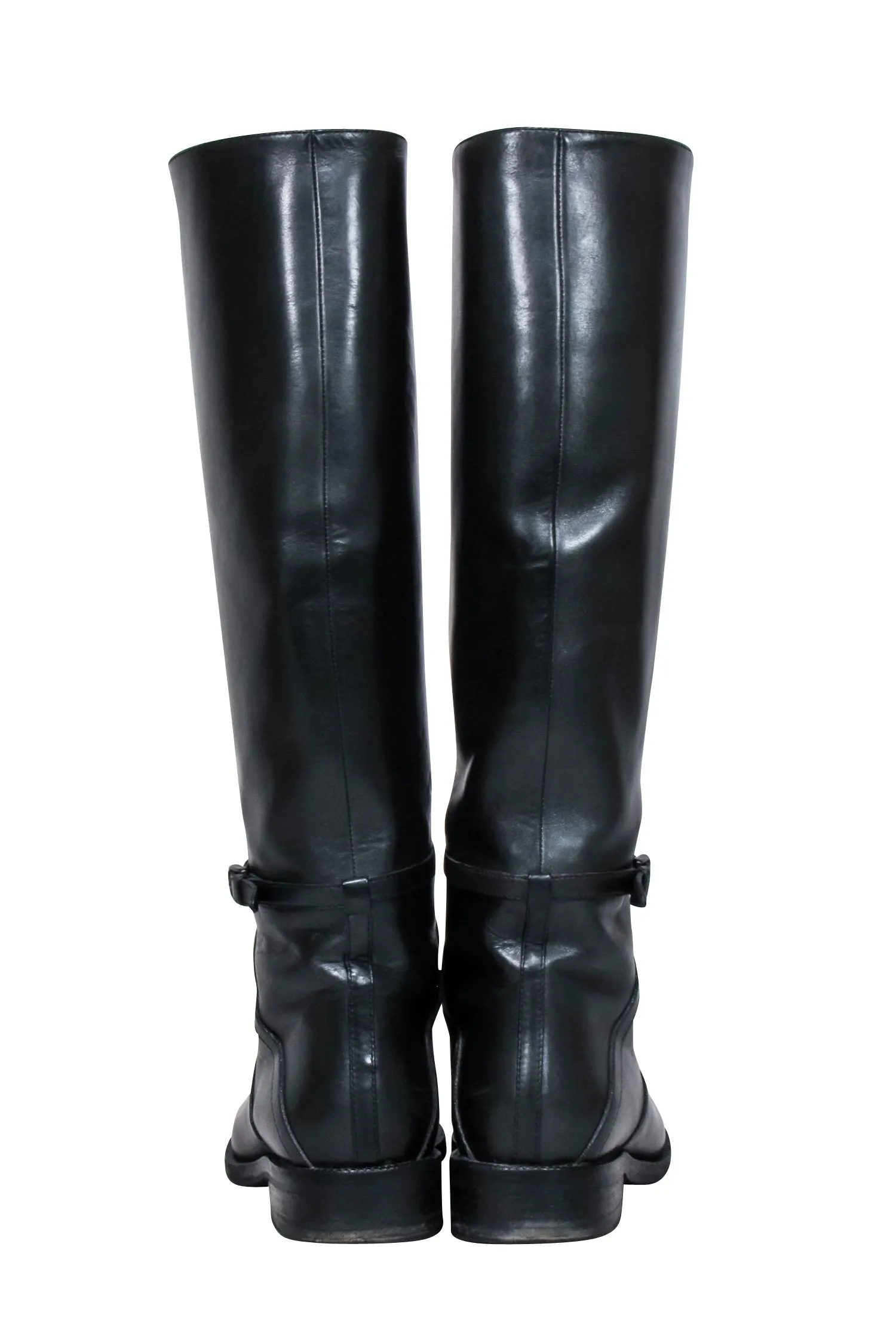 Bottega Veneta - Black Leather Tall Riding Boots Sz 6.5