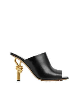 Bottega Veneta Black Nappa Leather Knot Mules