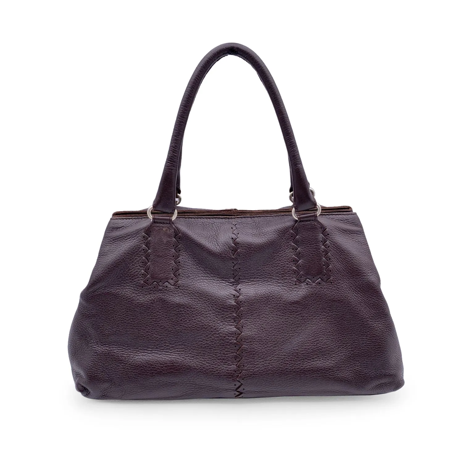 BOTTEGA VENETA Brown Leather Intrecciato Detail Tote Bag Handbag