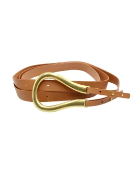 Bottega Veneta Curved Horseshoe Belt in Brown Leather