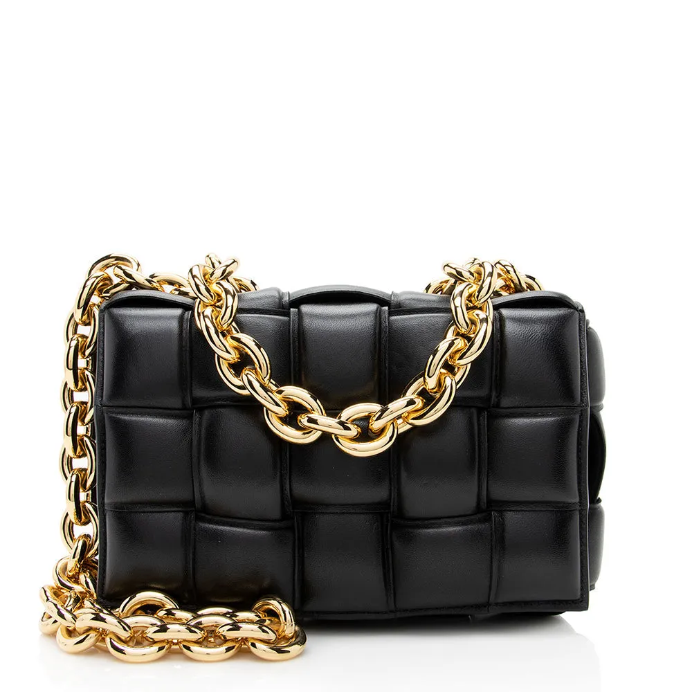 Bottega Veneta Lambskin Cassette Chain Maxi Shoulder Bag (SHF-18871)