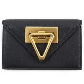 Bottega Veneta Leather Card Case Black Gold