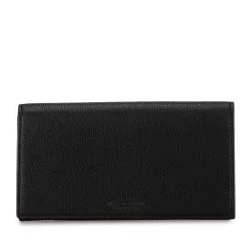 Bottega Veneta Leather Logo Long Wallet Black