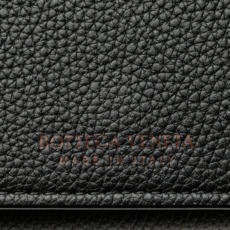 Bottega Veneta Leather Logo Long Wallet Black