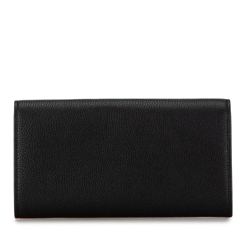 Bottega Veneta Leather Logo Long Wallet Black