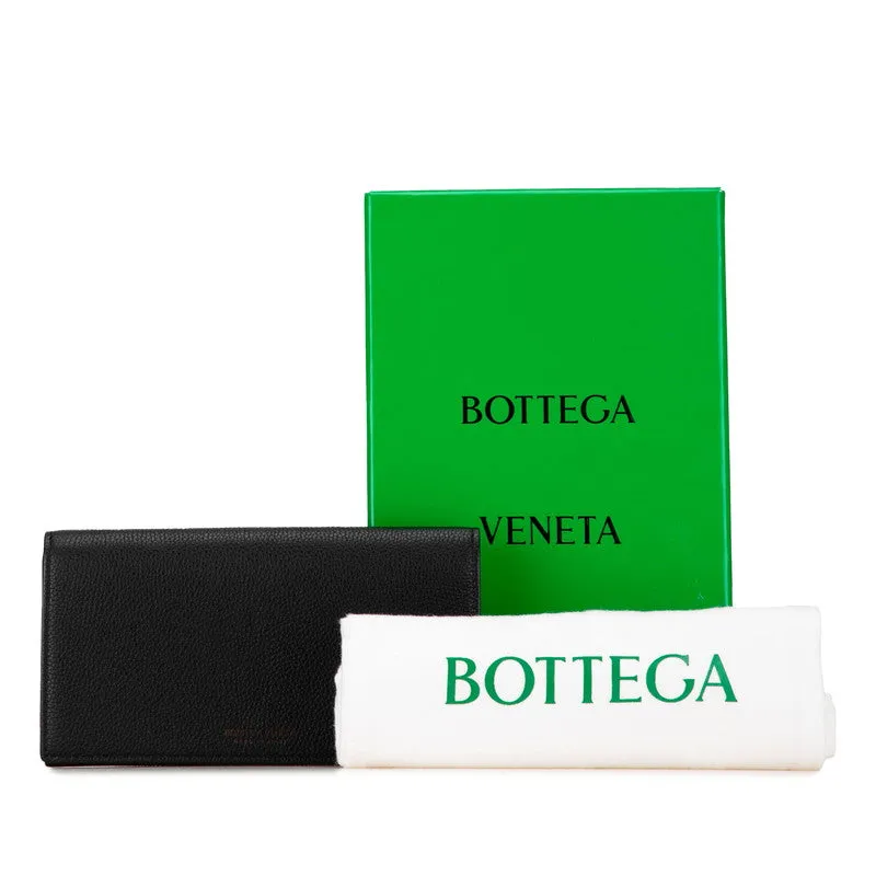 Bottega Veneta Leather Logo Long Wallet Black