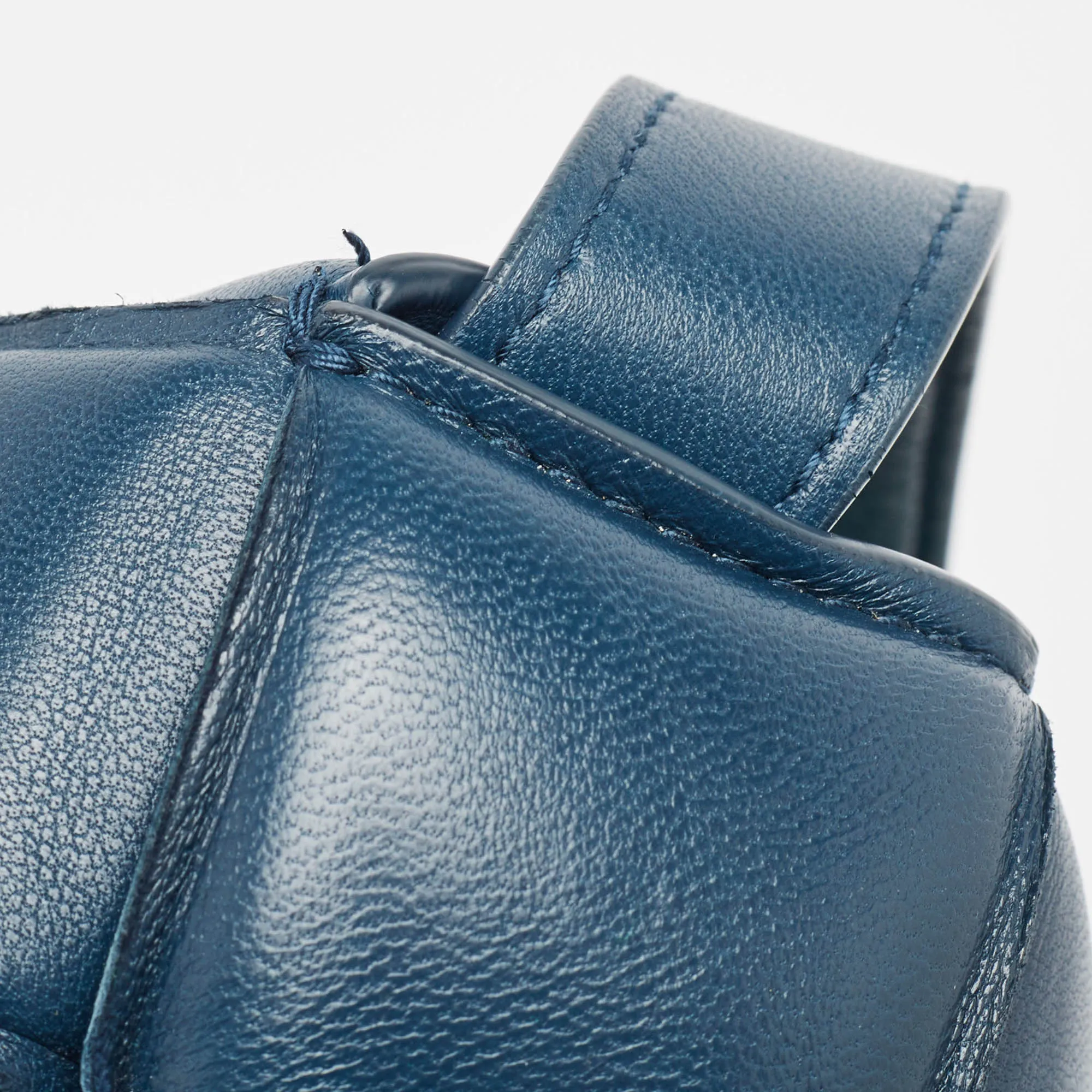 BOTTEGA VENETA Navy Blue Padded Leather Cassette Shoulder Bag