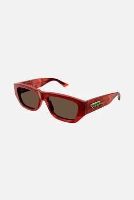 Bottega Veneta rectangular havana sunglasses