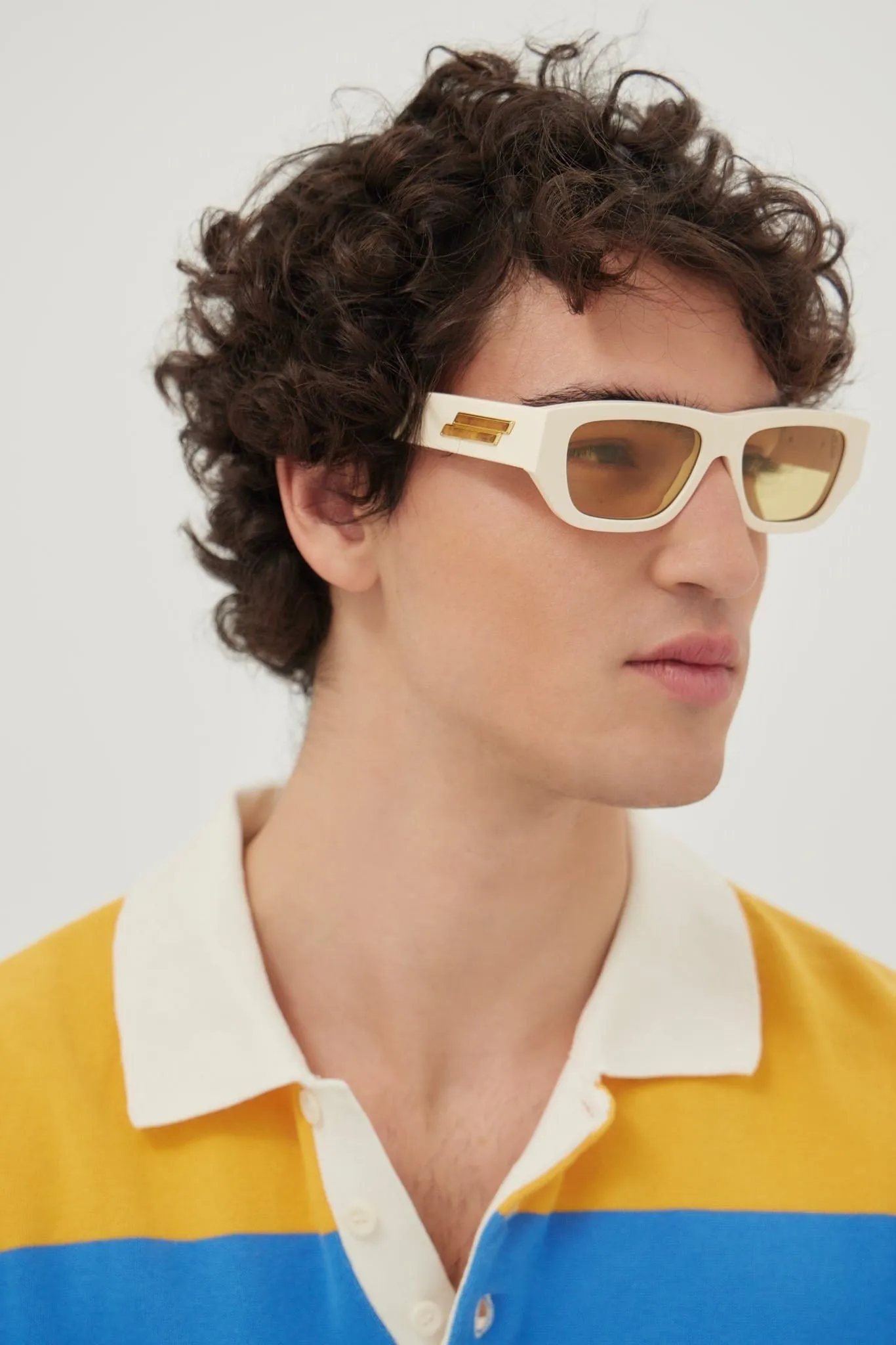 Bottega Veneta rectangular ivory sunglasses