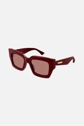 Bottega Veneta squared bold burgundy sunglasses