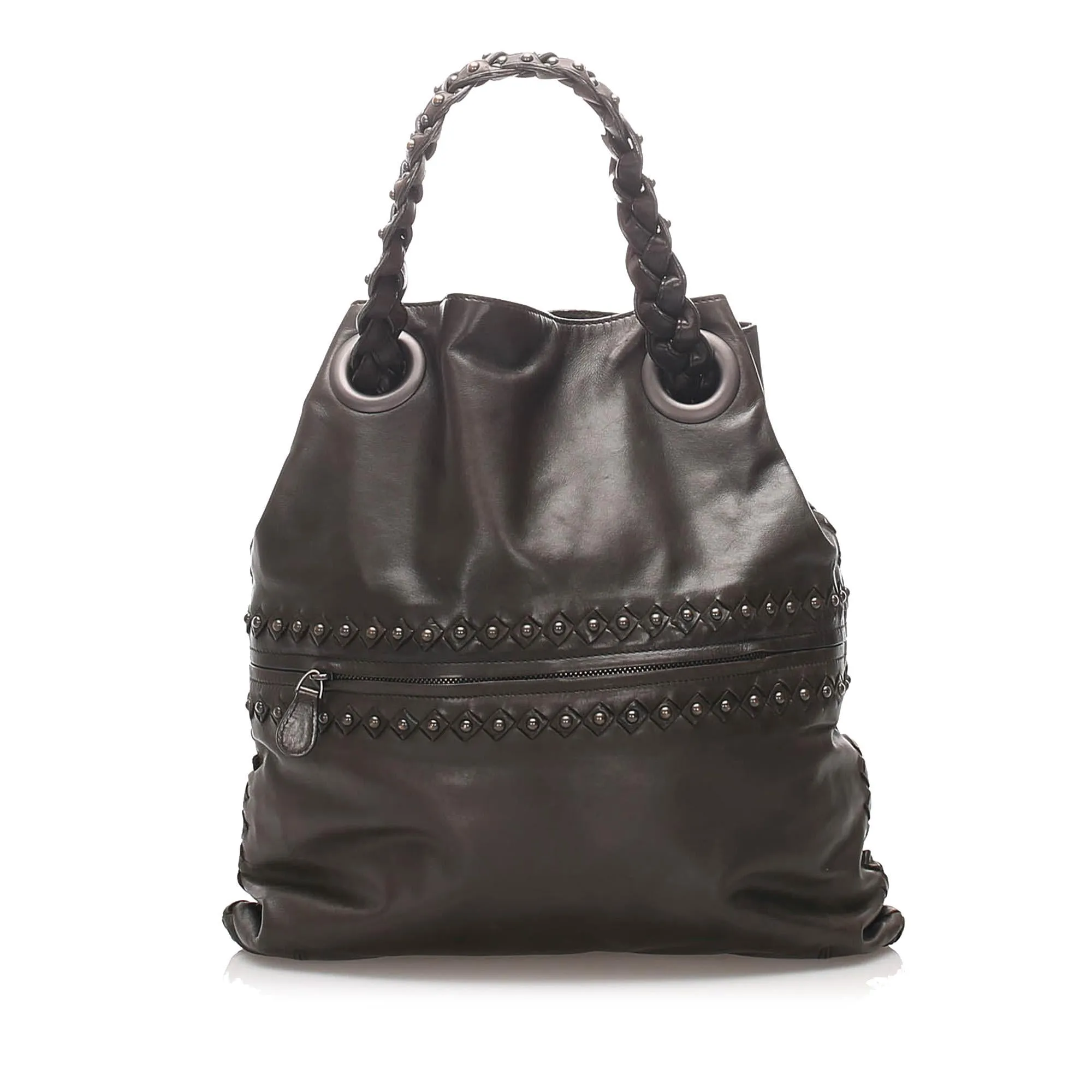 Bottega Veneta Studded Intrecciato Leather Tote Bag (SHG-12248)