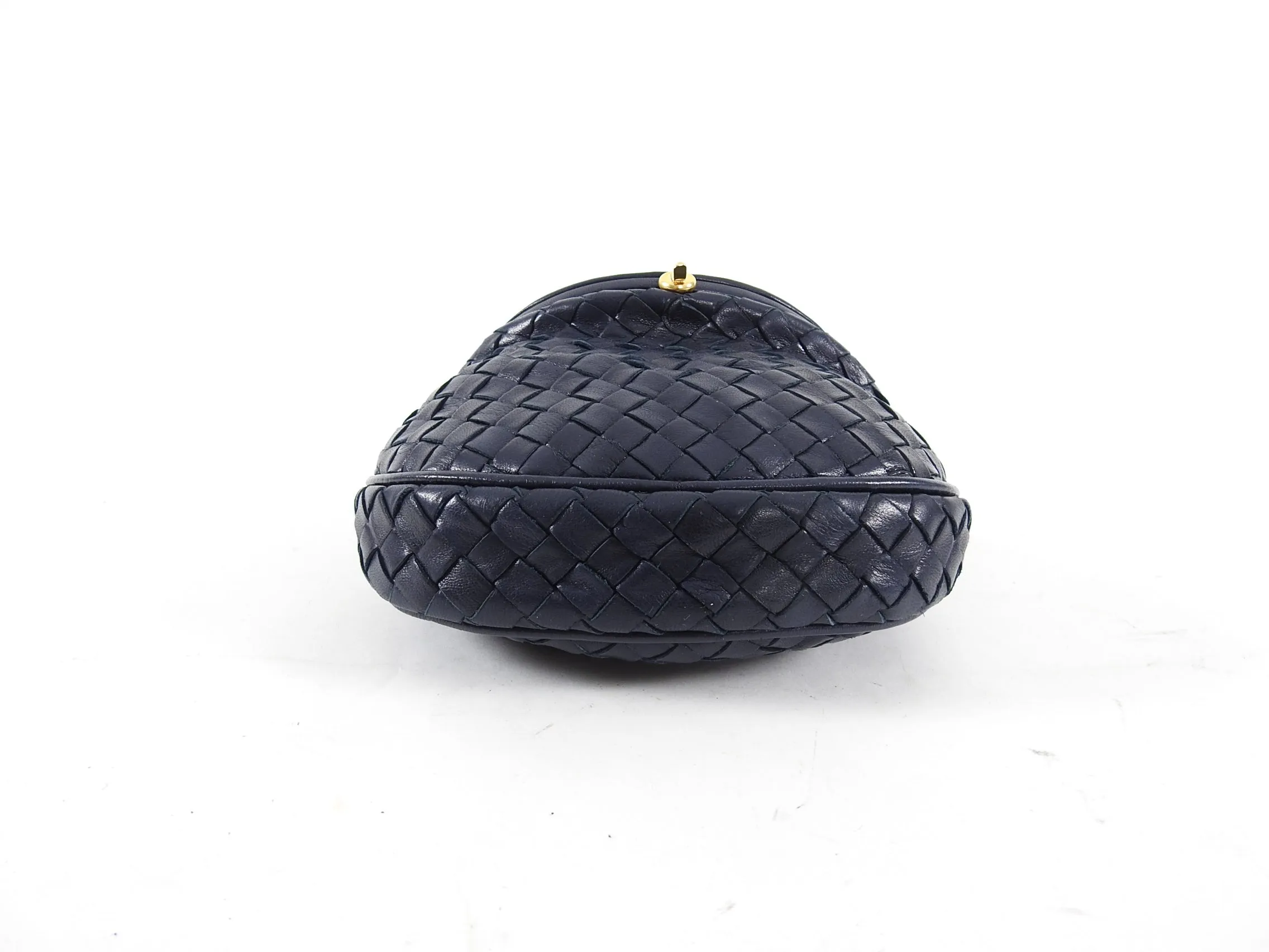 Bottega Veneta Vintage Navy Intrecciato Leather Small Creel Crossbody Bag