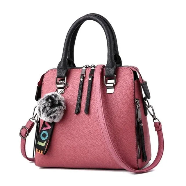 Box Shape V Pattern PU Leather Handbag Fashion Messenger Bags With Ball Bolsa Shoulder Bags Party Crossbody Bag