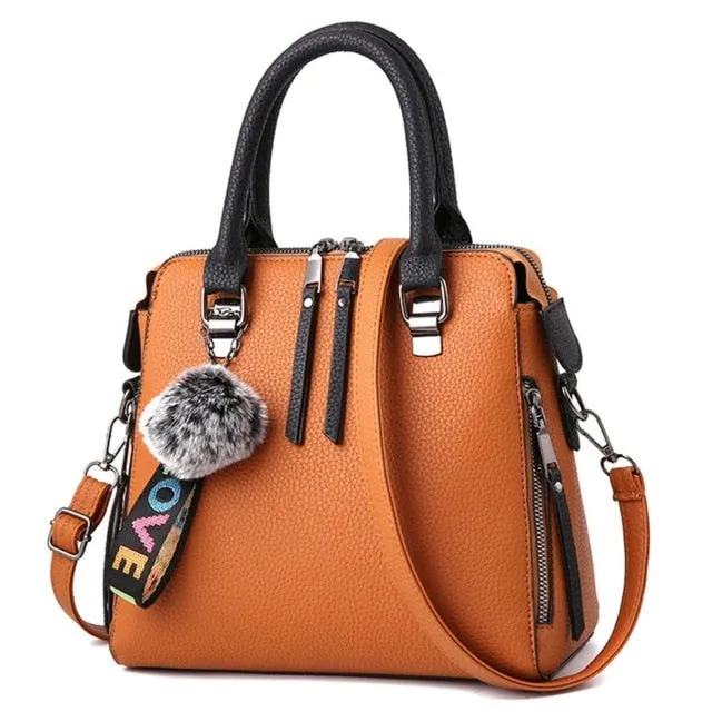 Box Shape V Pattern PU Leather Handbag Fashion Messenger Bags With Ball Bolsa Shoulder Bags Party Crossbody Bag