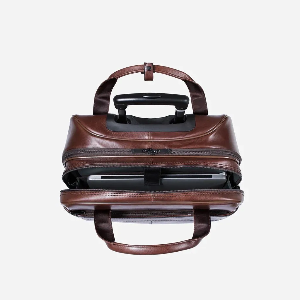 Brando Winchester 17" Leather Laptop Trolley Bag | Brown