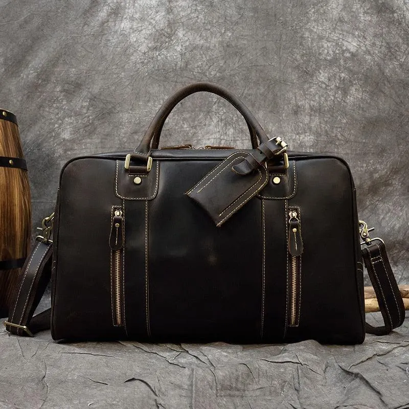 Brown Vintage Weekender Bag Genuine Leather Duffel Bags