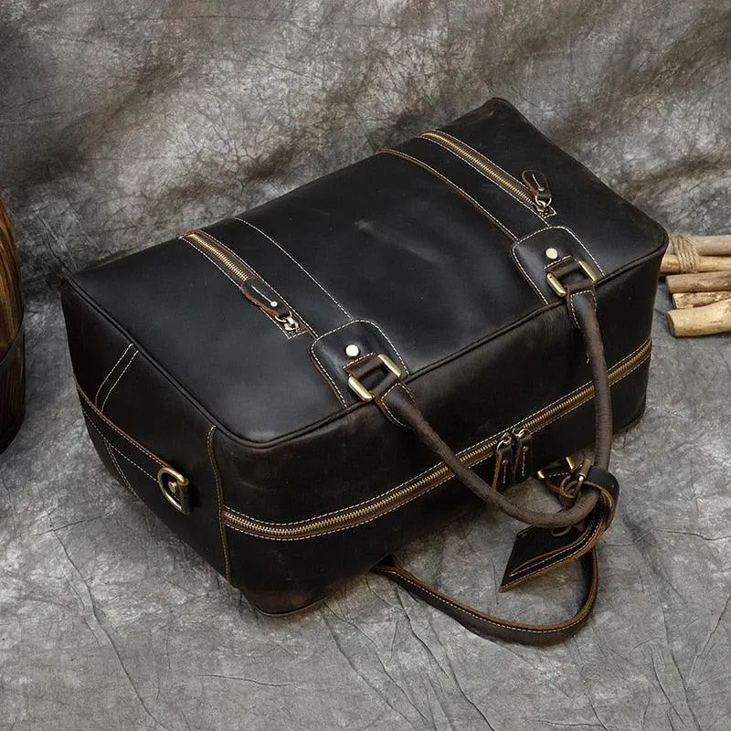 Brown Vintage Weekender Bag Genuine Leather Duffel Bags