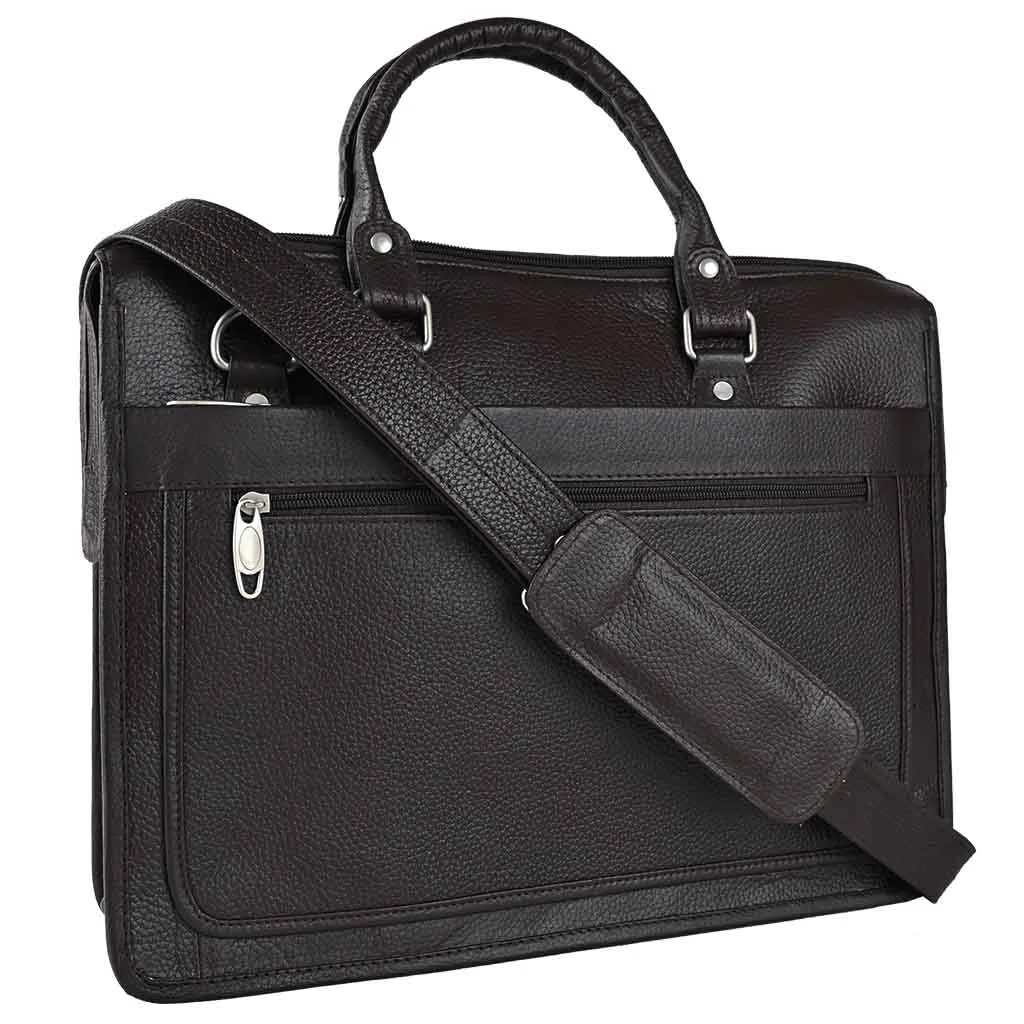 Business Leather Laptop Bag Coffee Brown Apex Messenger Bag