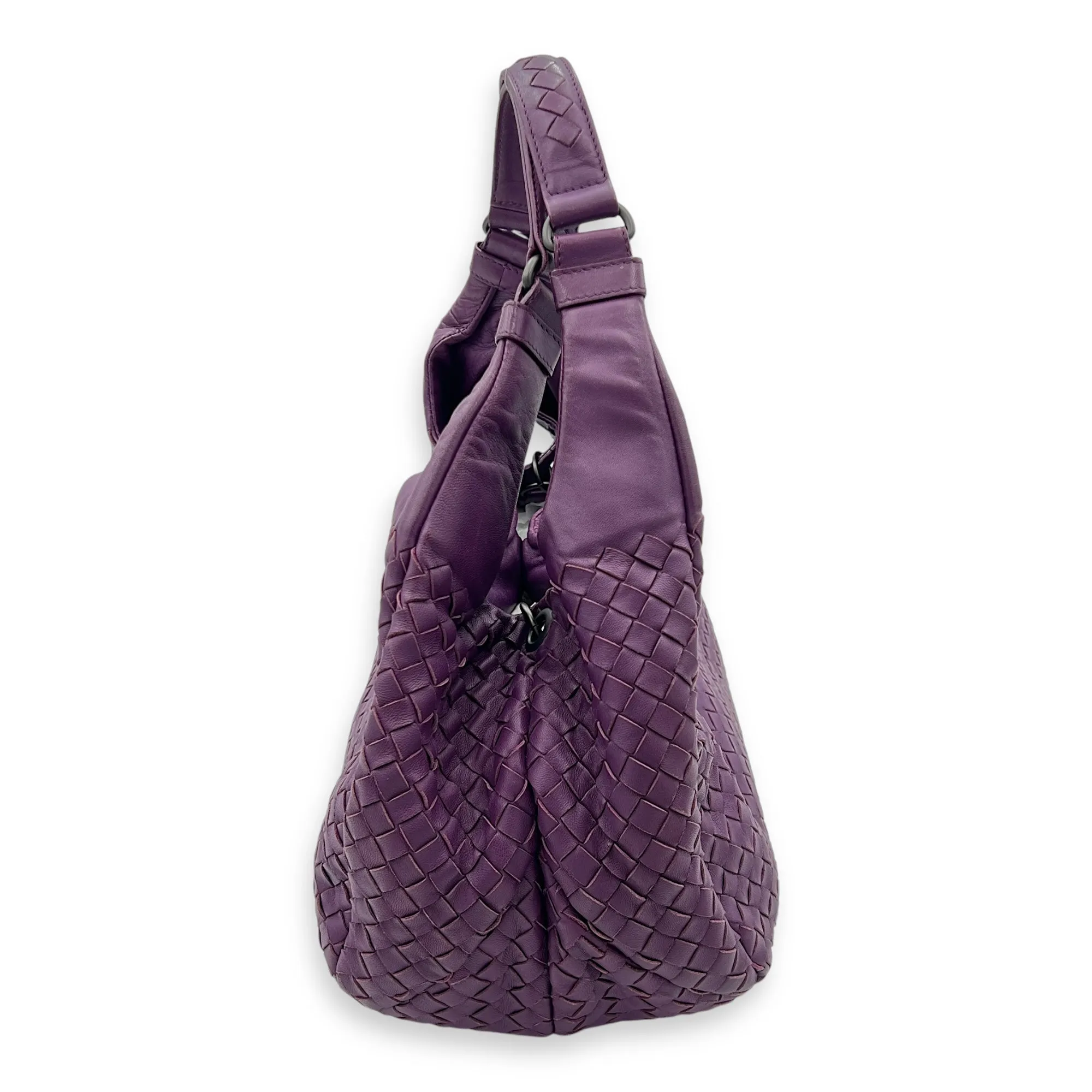 Campana Hobo Shoulder bag in Intrecciato leather, Gunmetal Hardware