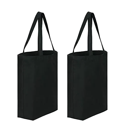 Canvas Tote Bags,2 Pcs Tote Bags Multi-Purpose Reusable Blank Canvas Bags Use For Grocery Bags,Book Bags,Shopping Bags,DIY Gift Bags.