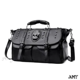 Capacity Style Leather Luxury Skull PU Punk Bag Crossbody Large